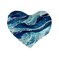 Summer Ocean Waves Standard 16  Premium Flano Heart Shape Cushions