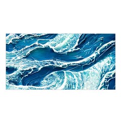 Summer Ocean Waves Satin Shawl 45  x 80 