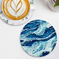 Summer Ocean Waves Uv Print Round Tile Coaster by GardenOfOphir