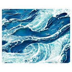 Summer Ocean Waves One Side Premium Plush Fleece Blanket (medium) by GardenOfOphir