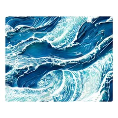 Summer Ocean Waves One Side Premium Plush Fleece Blanket (Large)