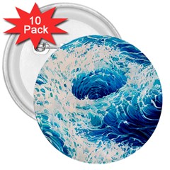 Abstract Blue Ocean Wave Ii 3  Buttons (10 Pack)  by GardenOfOphir