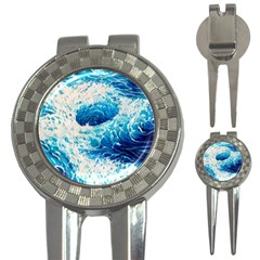 Abstract Blue Ocean Wave Ii 3-in-1 Golf Divots by GardenOfOphir