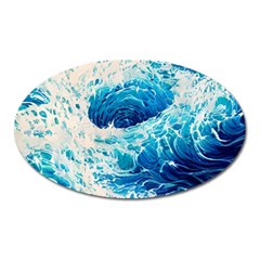 Abstract Blue Ocean Wave Ii Oval Magnet by GardenOfOphir