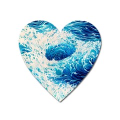 Abstract Blue Ocean Wave Ii Heart Magnet by GardenOfOphir