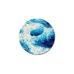 Abstract Blue Ocean Wave Ii Golf Ball Marker by GardenOfOphir