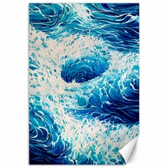 Abstract Blue Ocean Wave Ii Canvas 12  X 18  by GardenOfOphir