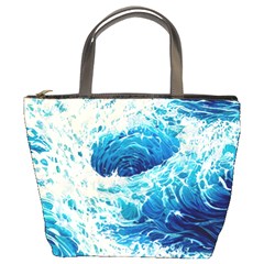 Abstract Blue Ocean Wave Ii Bucket Bag by GardenOfOphir