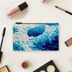 Abstract Blue Ocean Wave Ii Cosmetic Bag (small) by GardenOfOphir