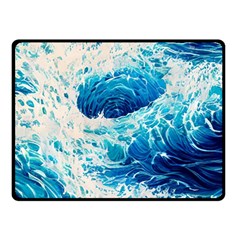 Abstract Blue Ocean Wave Ii One Side Fleece Blanket (small) by GardenOfOphir