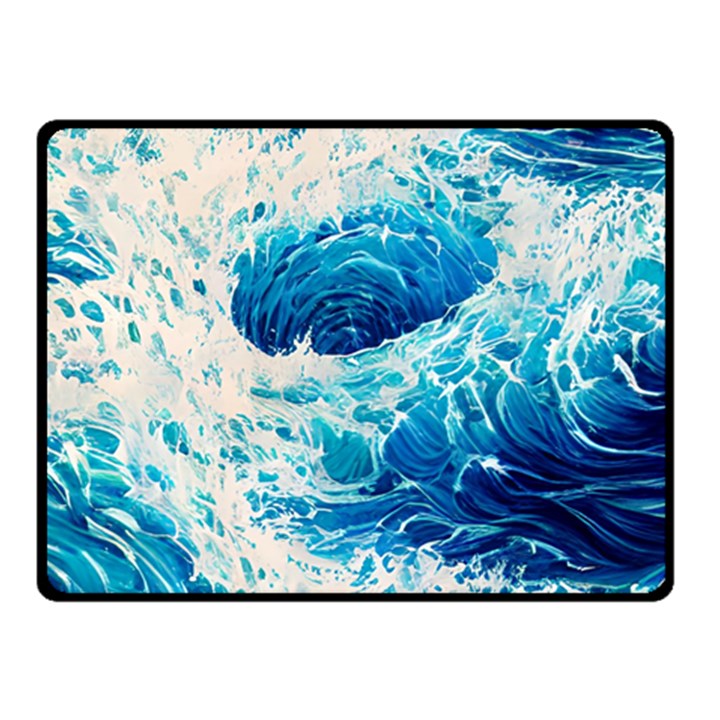 Abstract Blue Ocean Wave Ii One Side Fleece Blanket (Small)