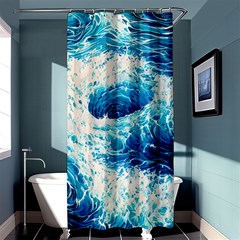 Abstract Blue Ocean Wave Ii Shower Curtain 36  X 72  (stall)  by GardenOfOphir