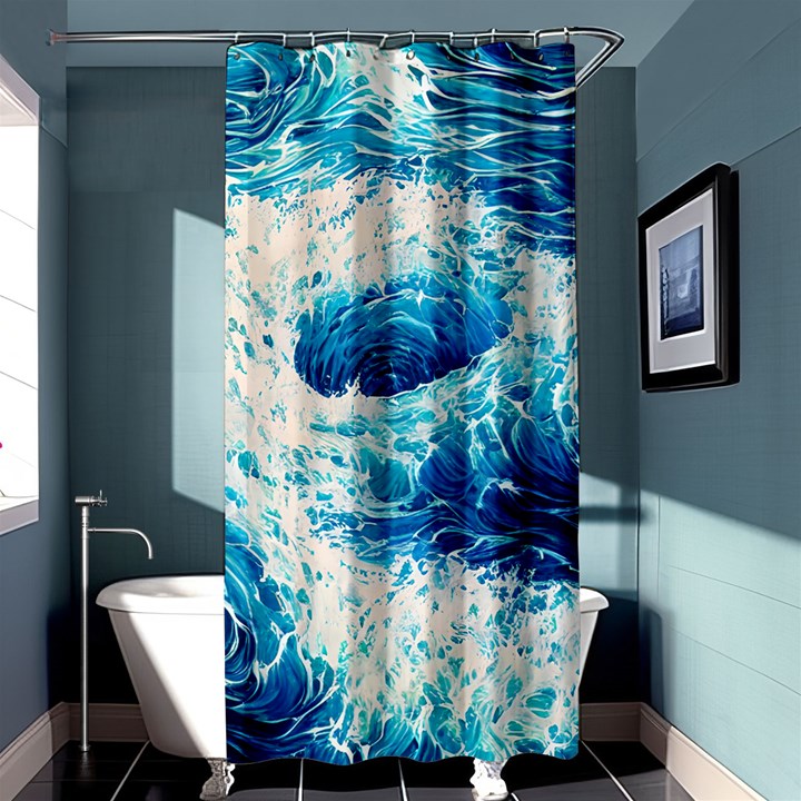 Abstract Blue Ocean Wave Ii Shower Curtain 36  x 72  (Stall) 