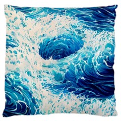 Abstract Blue Ocean Wave Ii Large Cushion Case (two Sides) by GardenOfOphir