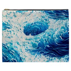 Abstract Blue Ocean Wave Ii Cosmetic Bag (xxxl) by GardenOfOphir