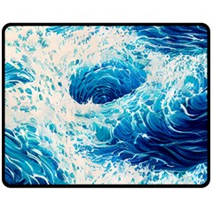 Abstract Blue Ocean Wave Ii Fleece Blanket (medium)