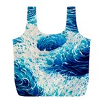 Abstract Blue Ocean Wave Ii Full Print Recycle Bag (L) Front