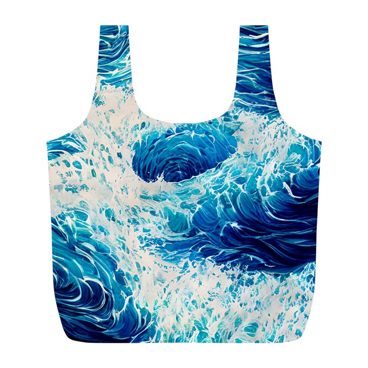 Abstract Blue Ocean Wave Ii Full Print Recycle Bag (L)