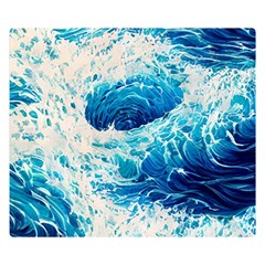 Abstract Blue Ocean Wave Ii Premium Plush Fleece Blanket (small) by GardenOfOphir