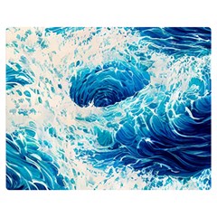 Abstract Blue Ocean Wave Ii Premium Plush Fleece Blanket (medium) by GardenOfOphir