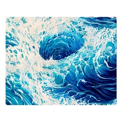 Abstract Blue Ocean Wave Ii Premium Plush Fleece Blanket (large) by GardenOfOphir