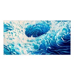 Abstract Blue Ocean Wave Ii Satin Shawl 45  X 80  by GardenOfOphir