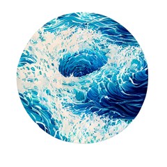 Abstract Blue Ocean Wave Ii Mini Round Pill Box by GardenOfOphir