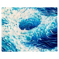 Abstract Blue Ocean Wave Ii One Side Premium Plush Fleece Blanket (medium) by GardenOfOphir