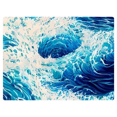 Abstract Blue Ocean Wave Ii Premium Plush Fleece Blanket (extra Small) by GardenOfOphir