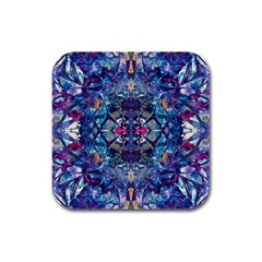 Denim On Pour Rubber Square Coaster (4 Pack) by kaleidomarblingart