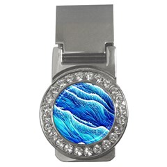 Blue Ocean Wave Watercolor Money Clips (cz)  by GardenOfOphir