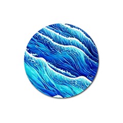 Blue Ocean Wave Watercolor Magnet 3  (round) by GardenOfOphir