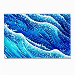 Blue Ocean Wave Watercolor Postcard 4 x 6  (pkg Of 10) by GardenOfOphir