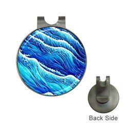 Blue Ocean Wave Watercolor Hat Clips With Golf Markers by GardenOfOphir