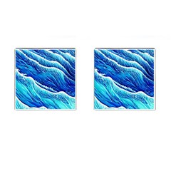 Blue Ocean Wave Watercolor Cufflinks (square) by GardenOfOphir