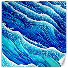 Blue Ocean Wave Watercolor Canvas 12  X 12  by GardenOfOphir