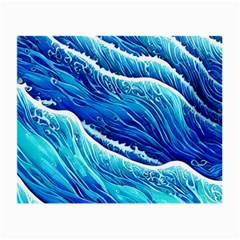 Blue Ocean Wave Watercolor Small Glasses Cloth (2 Sides) by GardenOfOphir