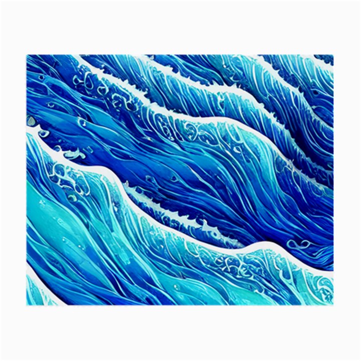 Blue Ocean Wave Watercolor Small Glasses Cloth (2 Sides)