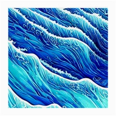 Blue Ocean Wave Watercolor Medium Glasses Cloth (2 Sides) by GardenOfOphir