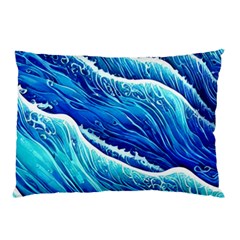 Blue Ocean Wave Watercolor Pillow Case by GardenOfOphir