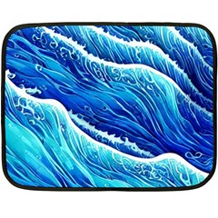 Blue Ocean Wave Watercolor One Side Fleece Blanket (mini) by GardenOfOphir