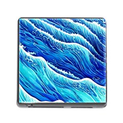 Blue Ocean Wave Watercolor Memory Card Reader (square 5 Slot) by GardenOfOphir