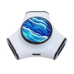 Blue Ocean Wave Watercolor 3-port Usb Hub by GardenOfOphir