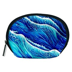 Blue Ocean Wave Watercolor Accessory Pouch (medium) by GardenOfOphir