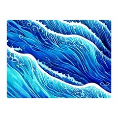 Blue Ocean Wave Watercolor Premium Plush Fleece Blanket (mini) by GardenOfOphir