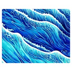 Blue Ocean Wave Watercolor Premium Plush Fleece Blanket (medium) by GardenOfOphir