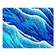 Blue Ocean Wave Watercolor Premium Plush Fleece Blanket (large) by GardenOfOphir