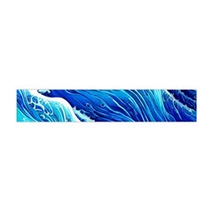 Blue Ocean Wave Watercolor Premium Plush Fleece Scarf (mini) by GardenOfOphir