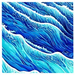 Blue Ocean Wave Watercolor Wooden Puzzle Square by GardenOfOphir