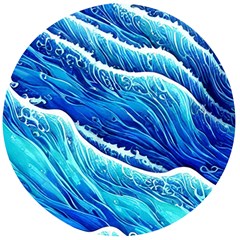 Blue Ocean Wave Watercolor Wooden Bottle Opener (round) by GardenOfOphir